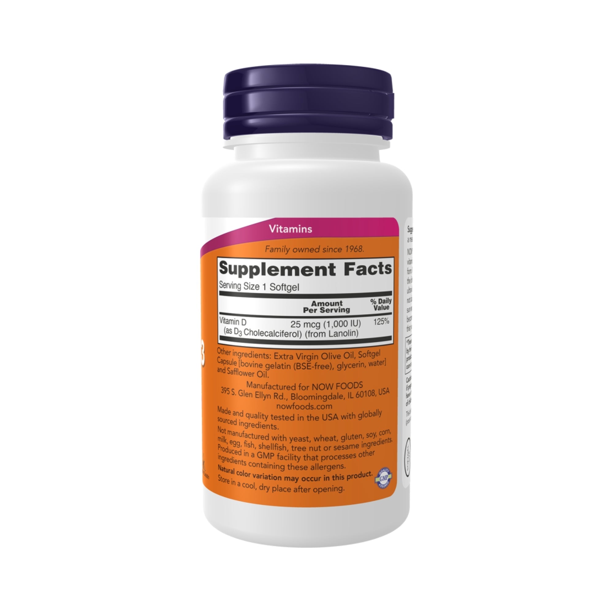Vitamin D3 1000 I.E. | 25 µg | 360 Softgels | NOW Foods