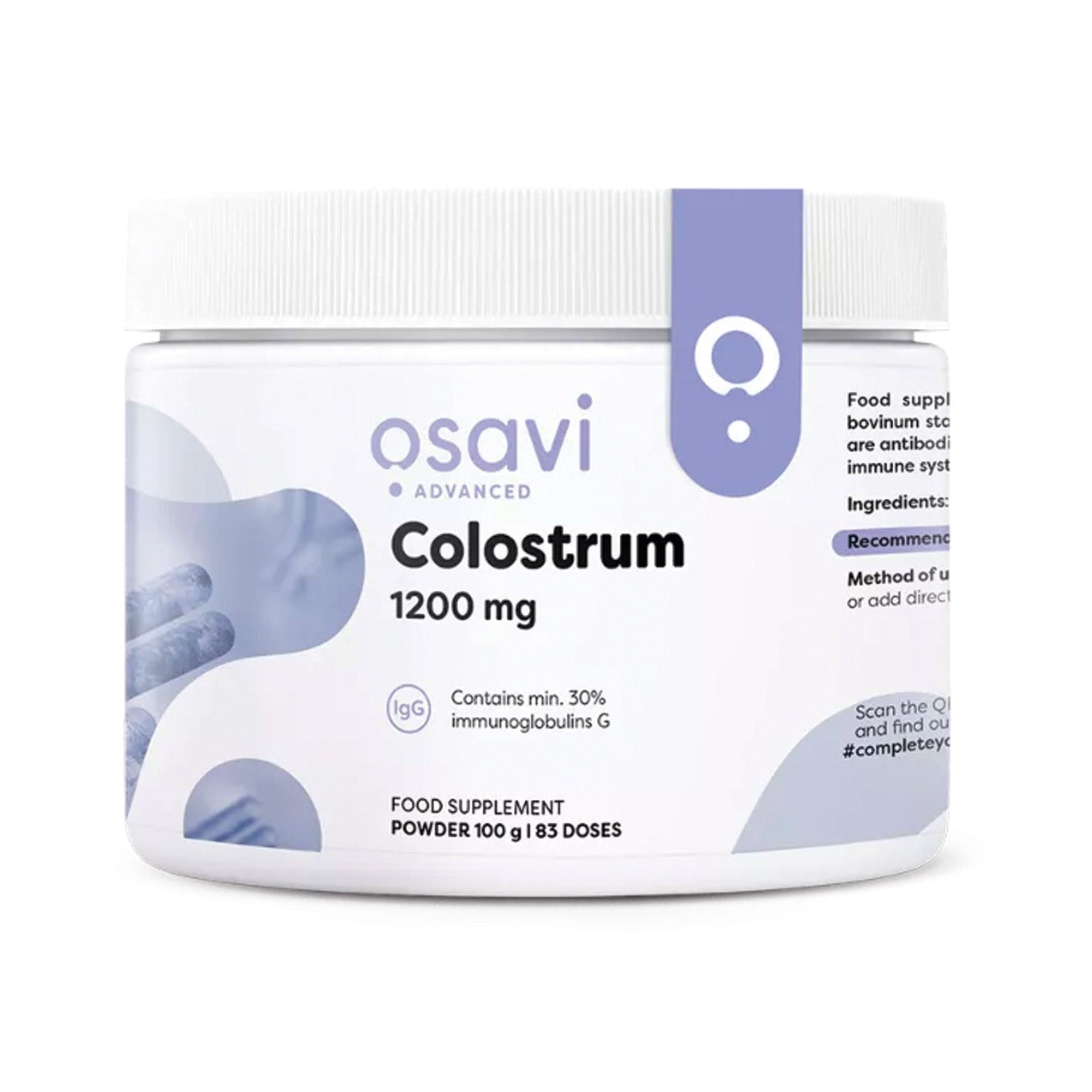 Osavi Colostrum Pulver mit 30% IgG – 100 Gramm Rindercolostrum Pulver, 83 Portionen