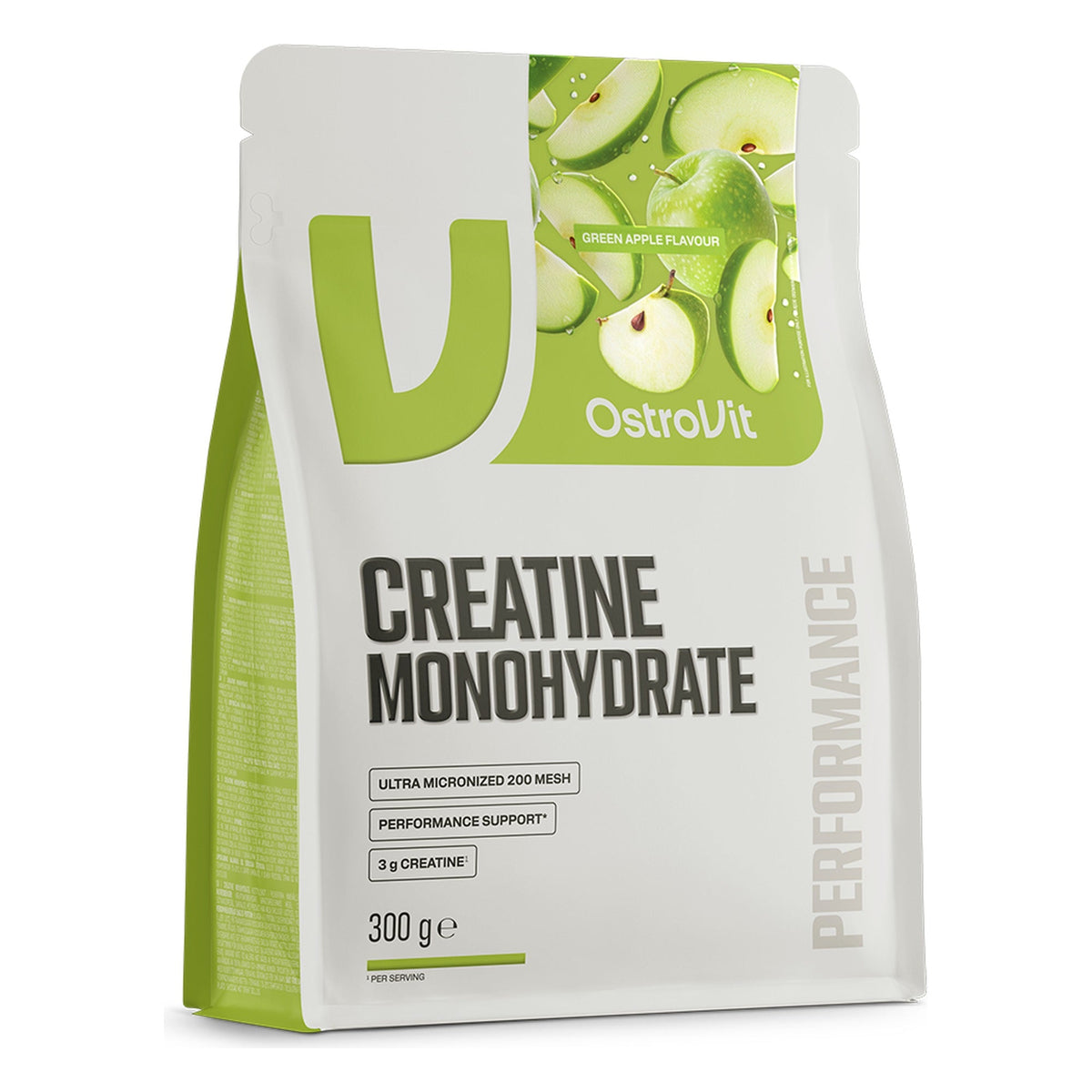 OstroVit Creatin Monohydrat Pulver mit Geschmack grüner Apfel, Beutel mit 300 Gramm #Inhalt_300 Gramm
