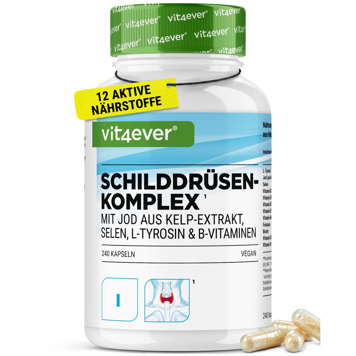 Vit4ever Schilddrüsen-Komplex, 240 vegane Kapseln mit Jod und Selen | kaufen in Deutschland und Österreich