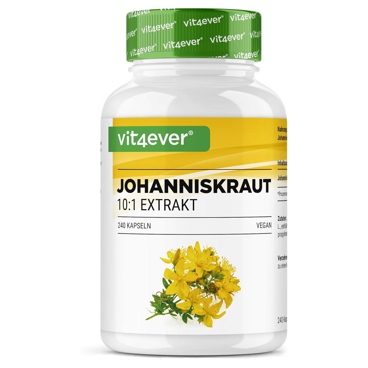 Vit4ever Johanniskraut-Extrakt 500mg - 240 Kapseln, hochdosiert 10:1