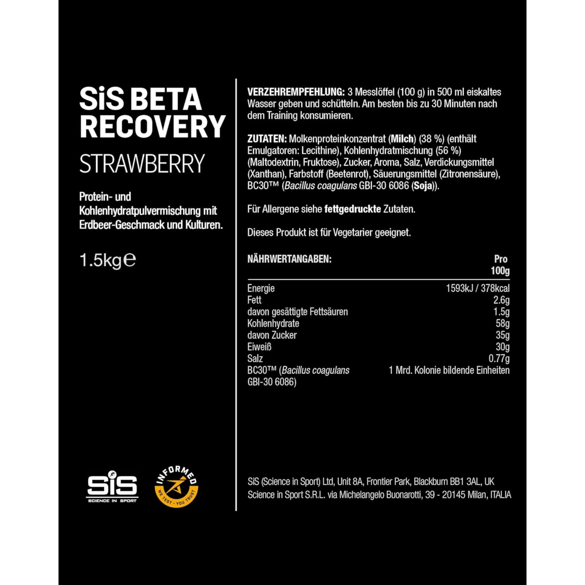 SiS BETA Recovery 1:1 Dual Source Carbs Ratio | Strawberry