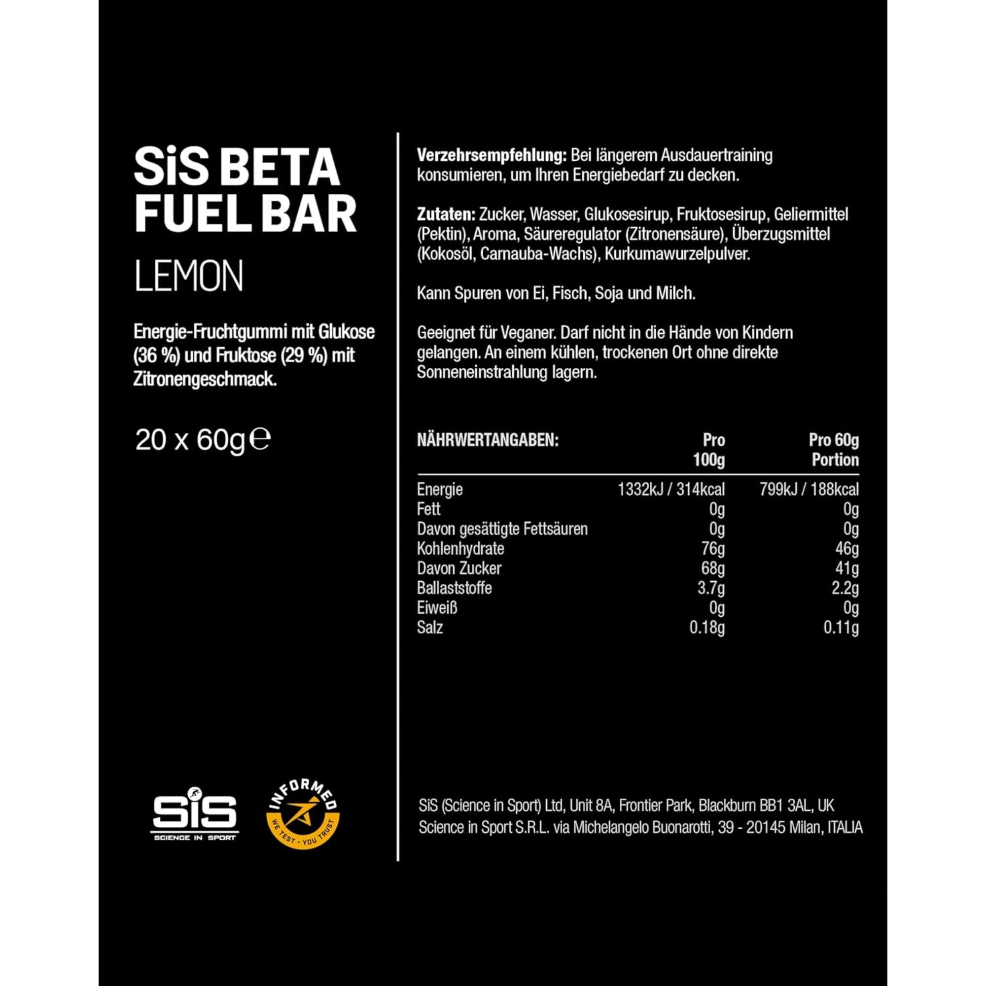 SiS Beta Fuel Energy Chew Bar | Lemon