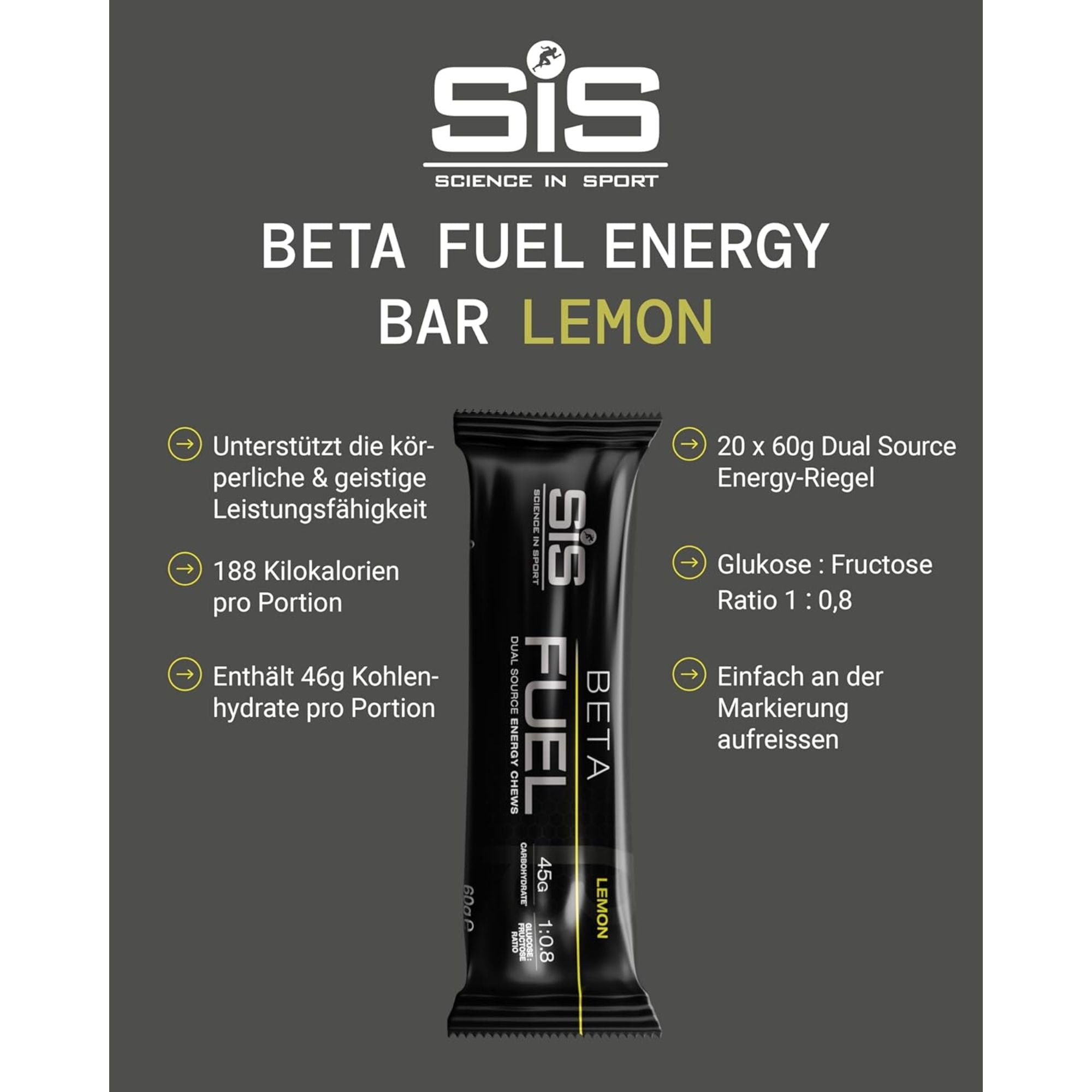 SiS Beta Fuel Energy Chew Bar | Lemon