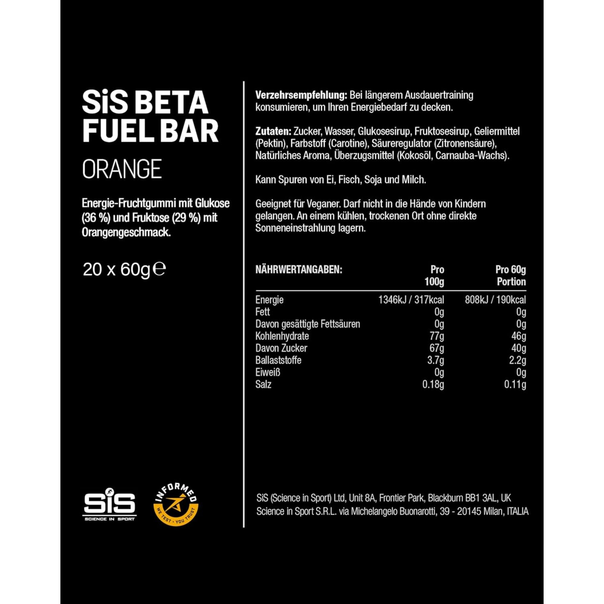 SiS Beta Fuel Energy Chew Bar | Orange