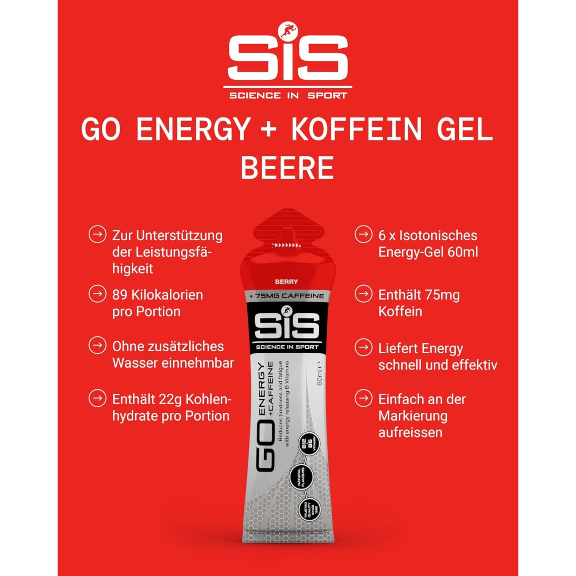 SiS Go Isotonic Energy Gel + Koffein | Berry