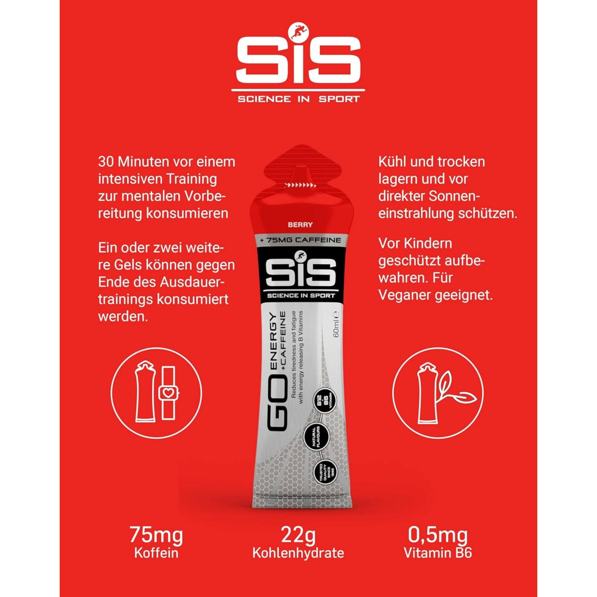SiS Go Isotonic Energy Gel + Koffein | Berry