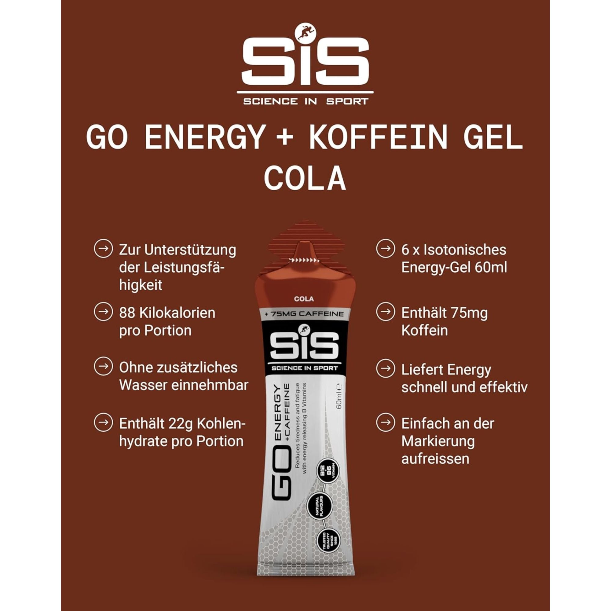 SiS Go Isotonic Energy Gel + Koffein | Cola