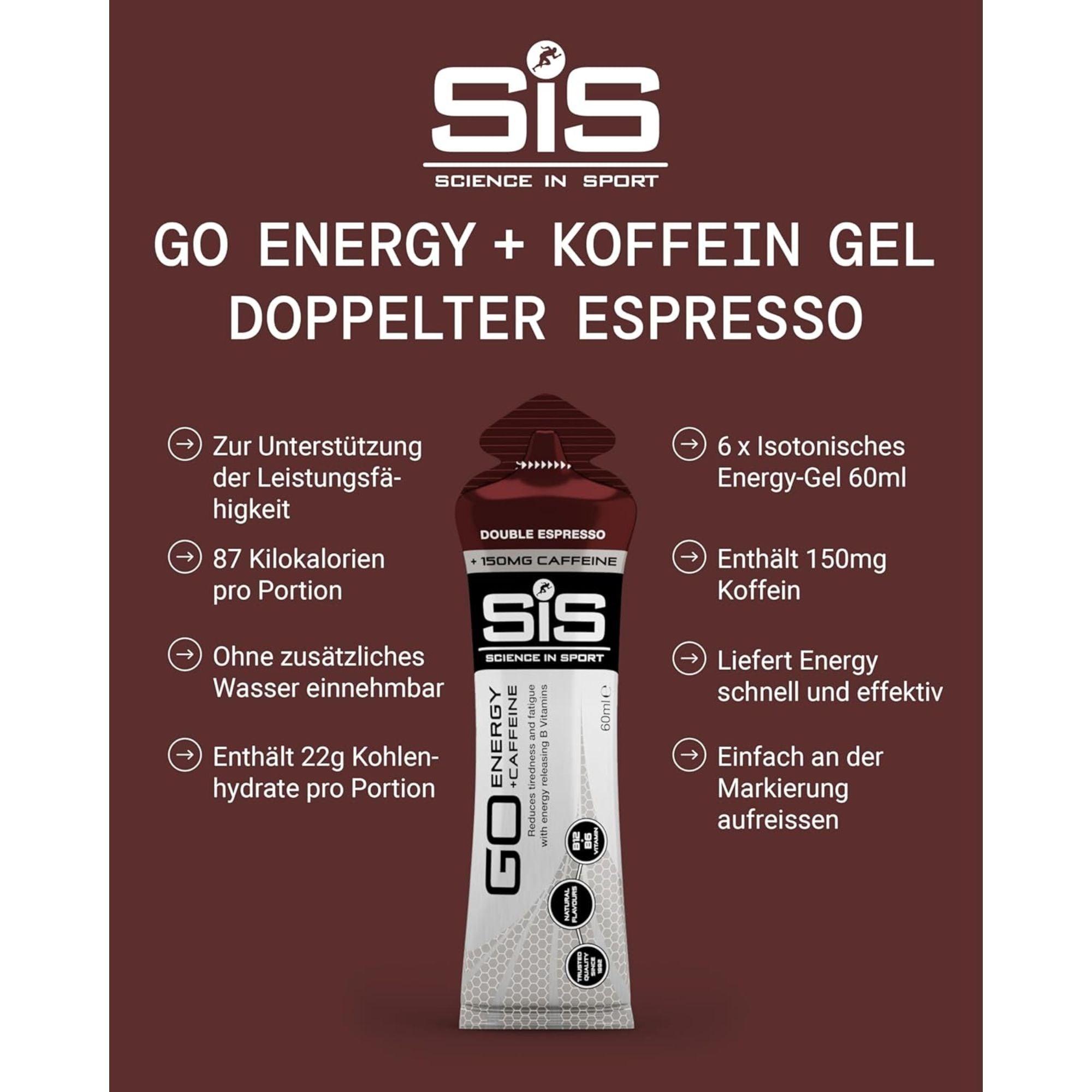 SiS Go Isotonic Energy Gel + Koffein | Double Espresso