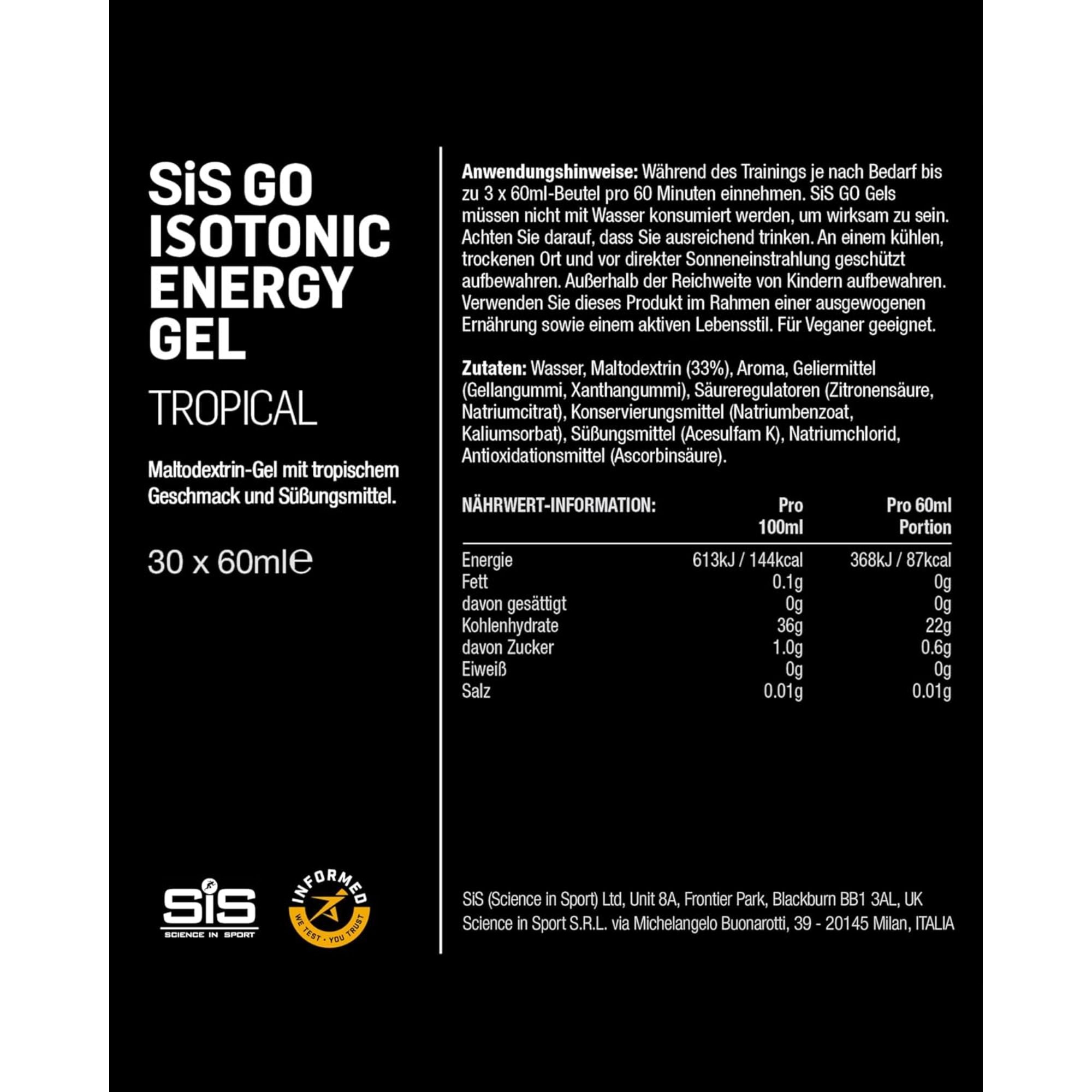 SiS Go Isotonic Energy Gel | Tropical