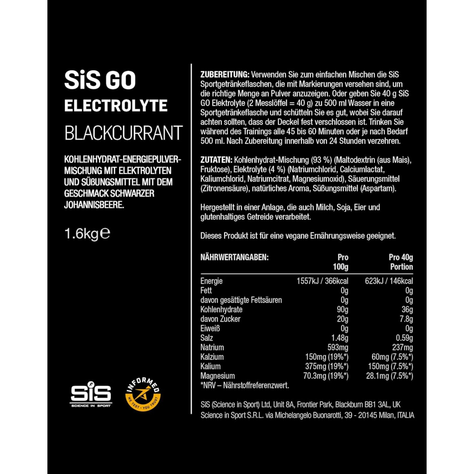 SiS Go Electrolyte | Elektrolyte + Kohlenhydrate | Blackcurrant
