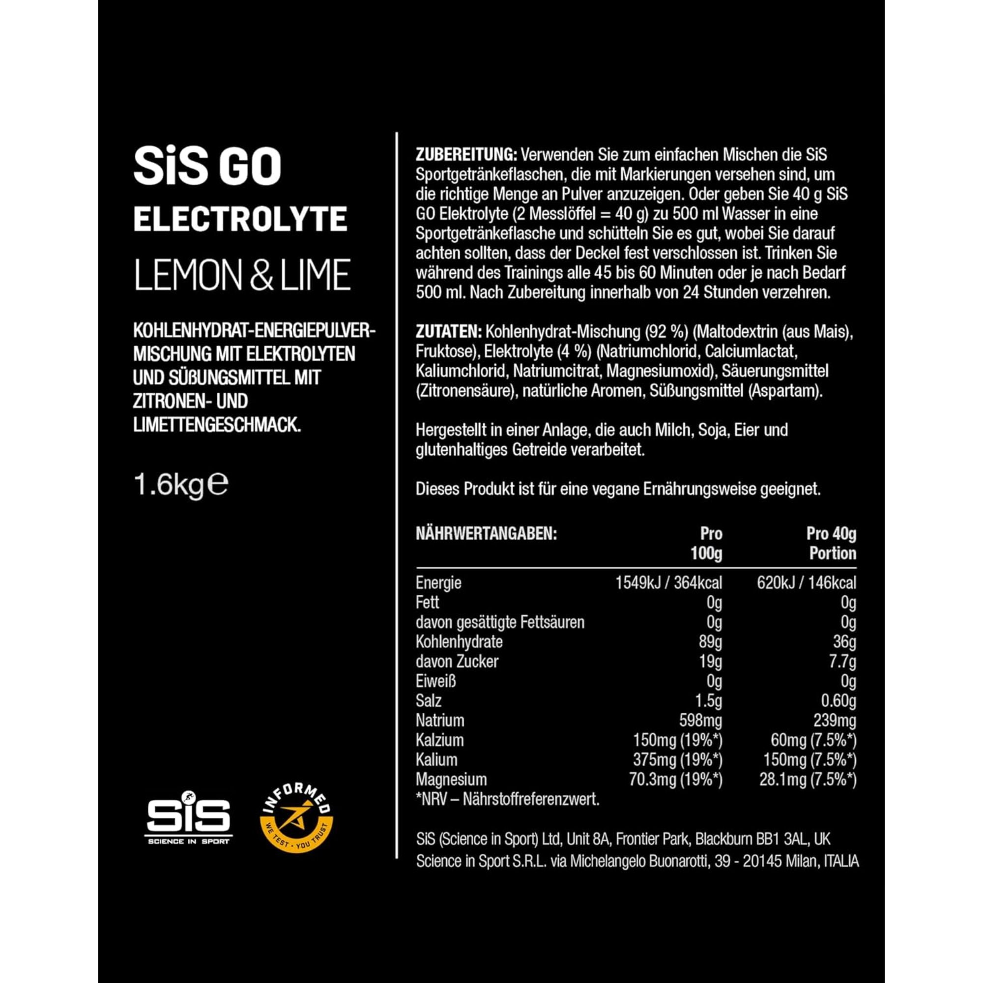 SiS Go Electrolyte | Elektrolyte + Kohlenhydrate | Lemon
