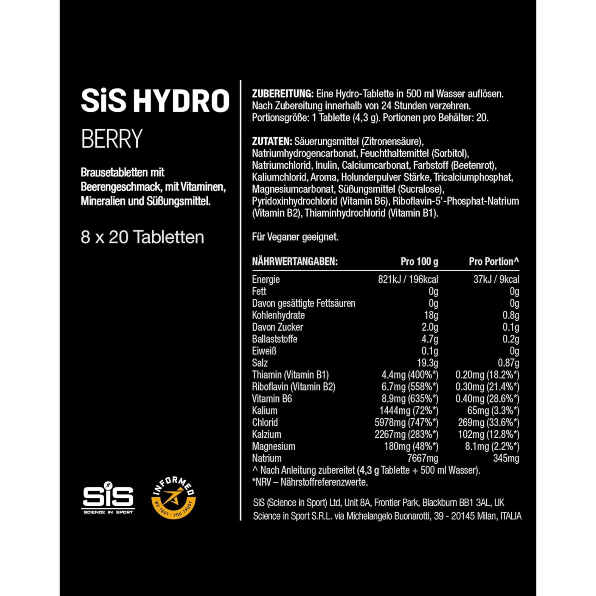 SiS Hydro Tablets | Elektrolyte | Berry