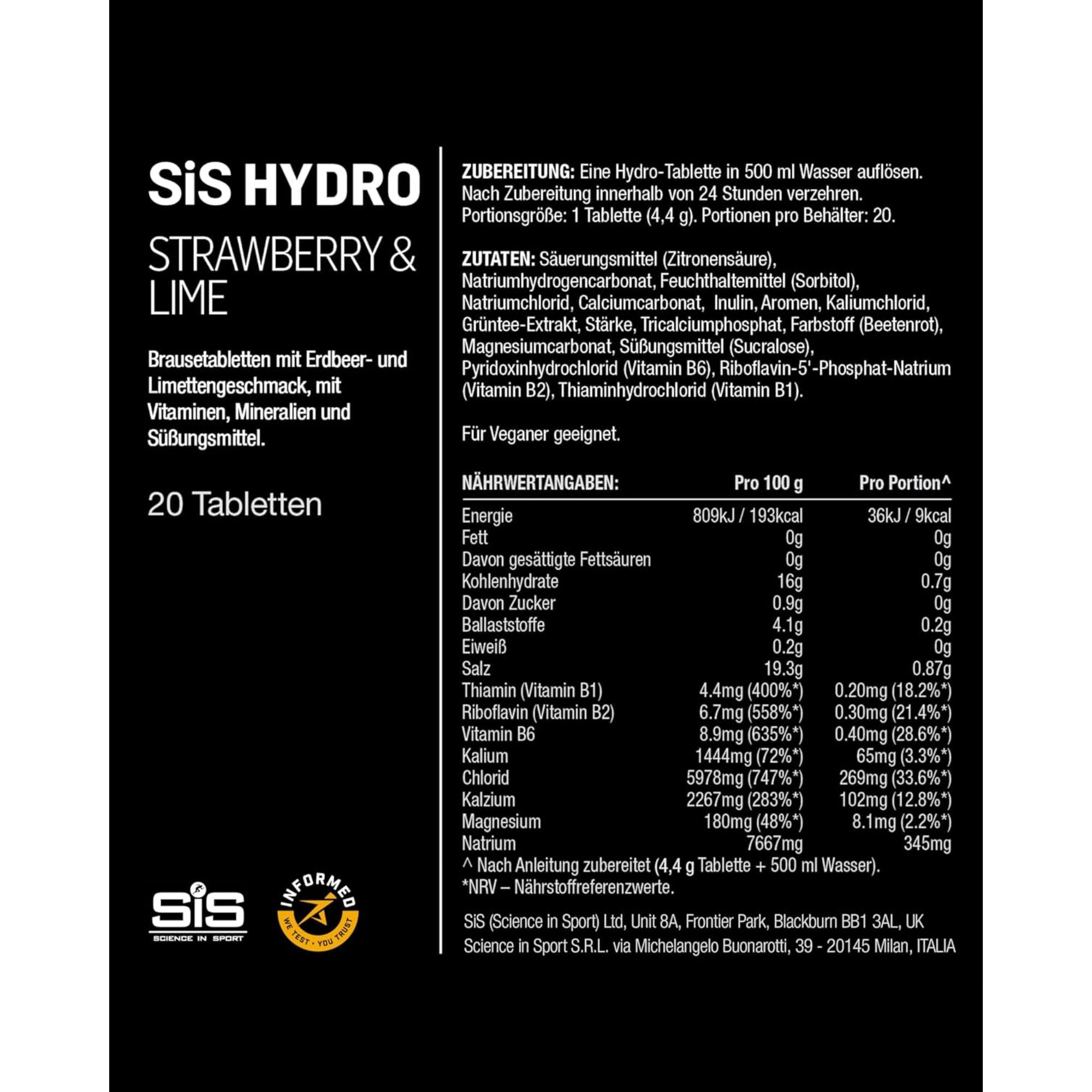 SiS Hydro Tablets | Elektrolyte | Strawberry & Lime
