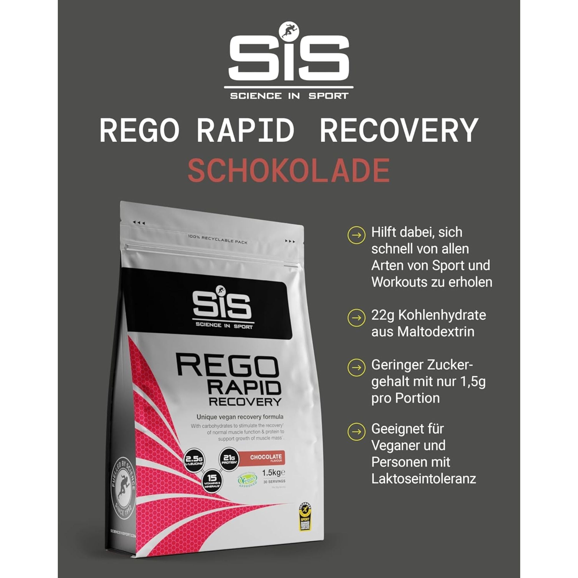 SiS REGO Rapid Recovery Drink Pulver | 20g Protein pro Portion | Schokolade