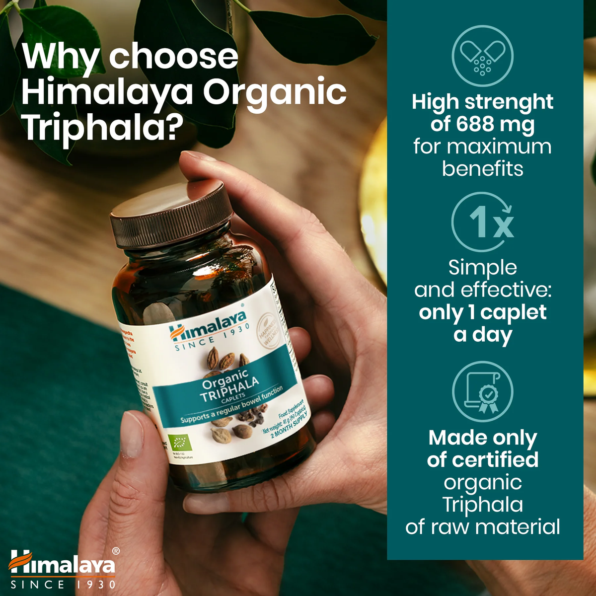Organic Triphala 688mg | 60 Tabletten | Himalaya