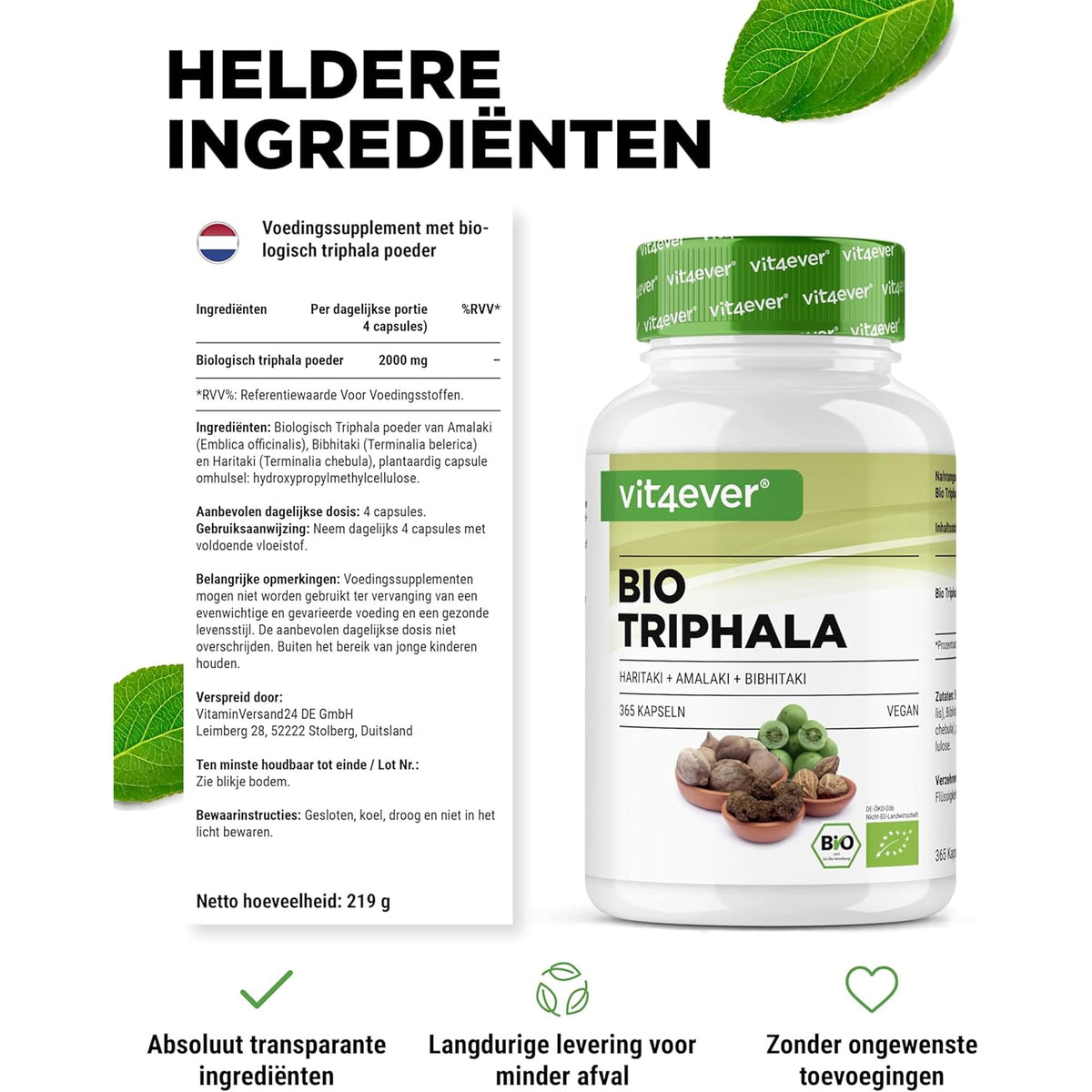 Bio Triphala 10:1 Extrakt | 365 Kapseln | Vit4ever