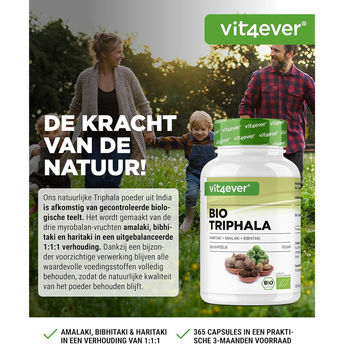 Bio Triphala 10:1 Extrakt | 365 Kapseln | Vit4ever