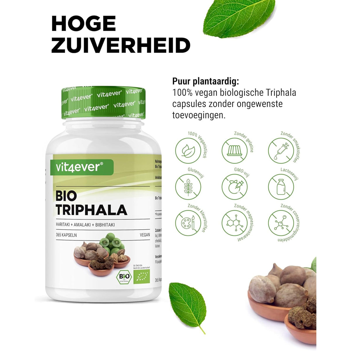 Bio Triphala 10:1 Extrakt | 365 Kapseln | Vit4ever
