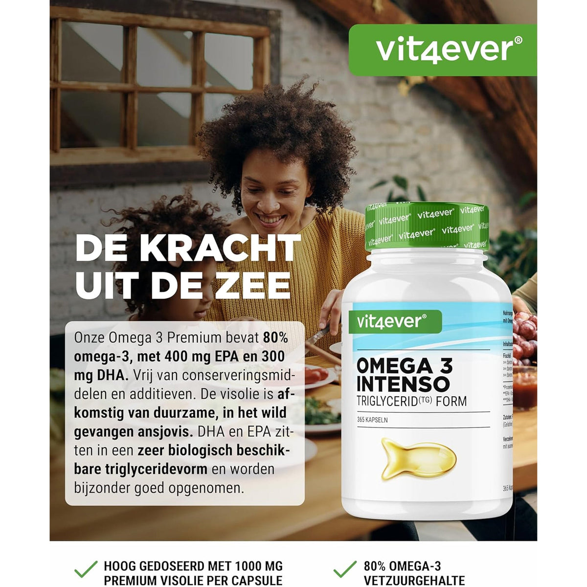 Omega 3 Fischöl 1000mg | 120 & 365 Softgels | Vit4ever