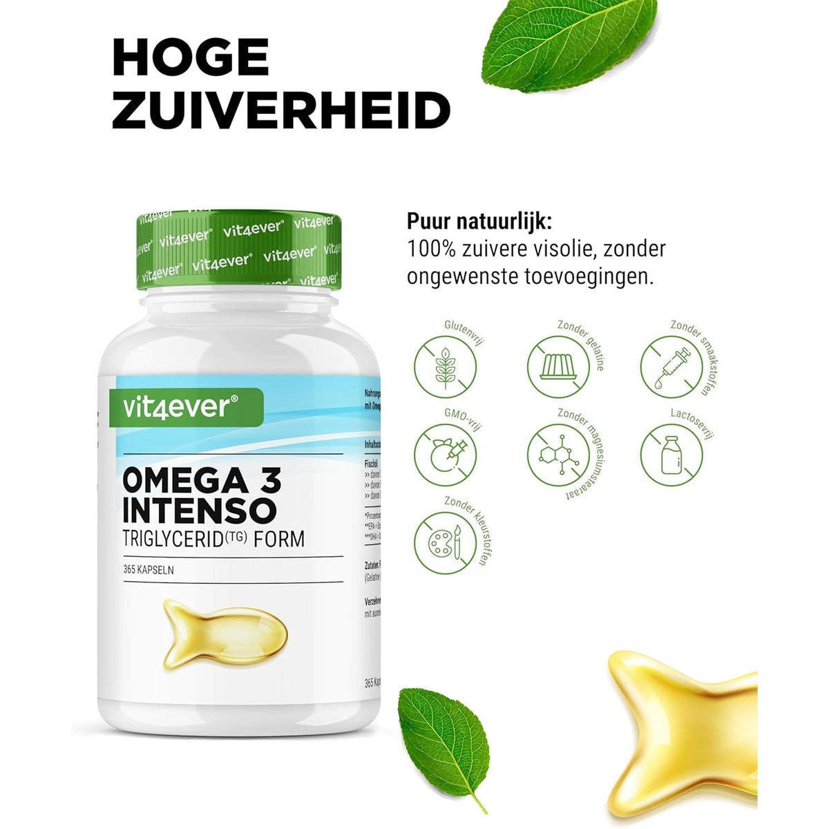 Omega 3 Fischöl 1000mg | 120 & 365 Softgels | Vit4ever