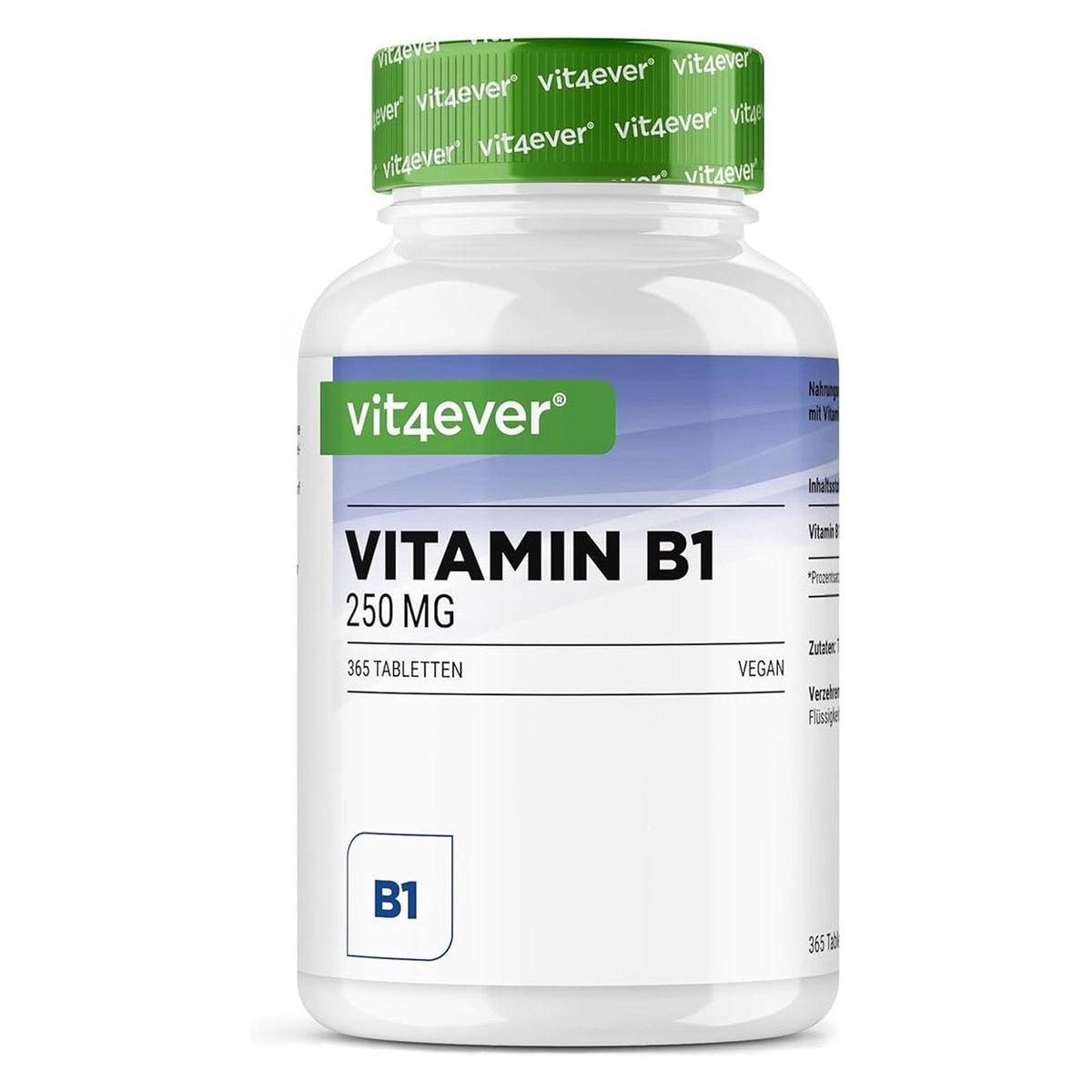 Vitamin B1 (Thiamin) 250 mg Vit4ever – Nahrungsergänzungsmittel | kaufen in Deutschland und Österreich