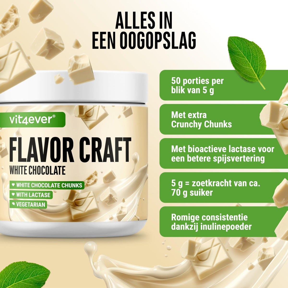 Flavor Craft Weiße Schokolade Geschmackspulver | 250 g | Vit4ever